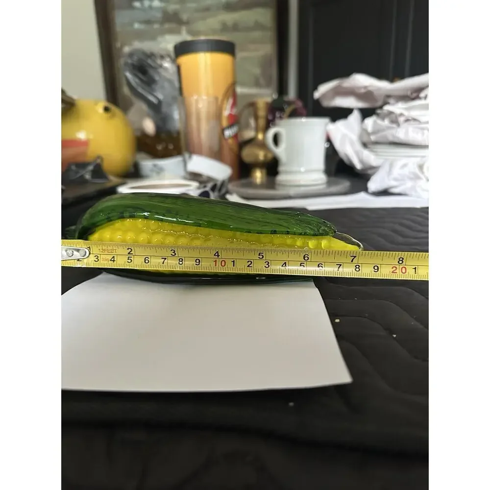 Vintage Large Studio Art Glass Hand Blown Corn On The Cob Vegetables 7”